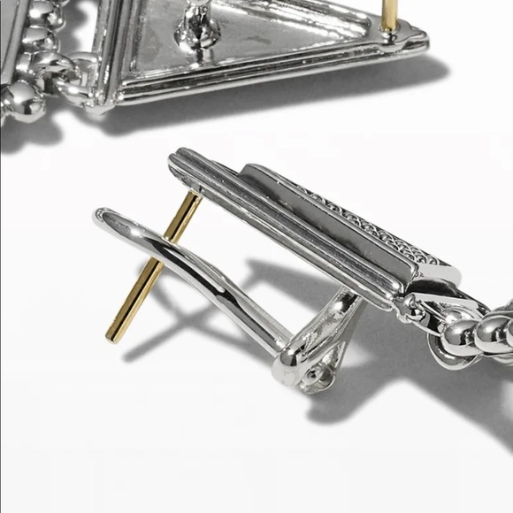 Neiman Marcus Signature Caviar Two-Tone Multi-Texture Pyramid Dangle Earrings - Picture 9 of 10